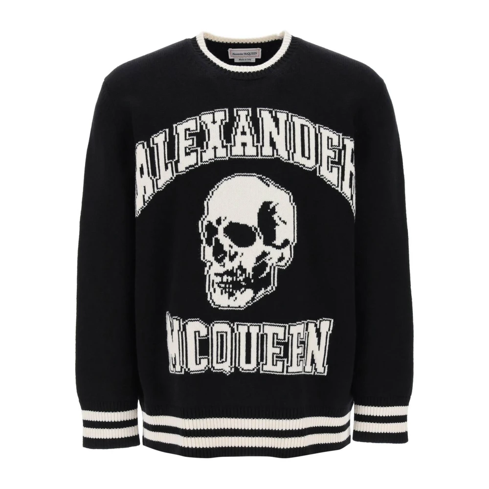 Alexander mcqueen Varsity Sweater met Skull Motif Black Heren