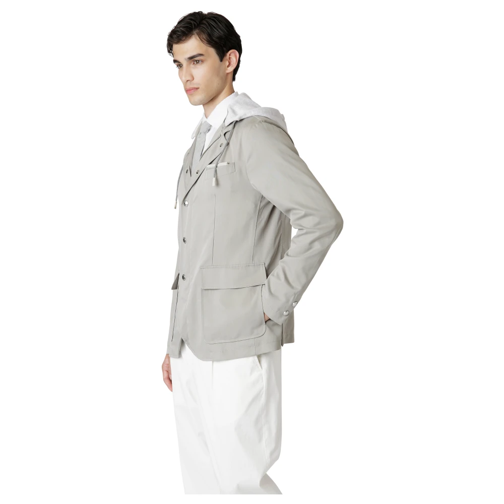 Eleventy Zijden Hoodie en Fleece Jas Gray Heren