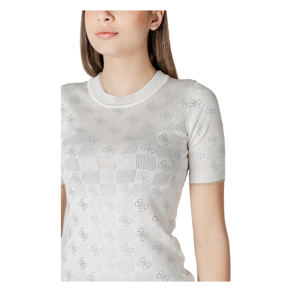 Guess Elegante korte mouw gebreide top White Dames