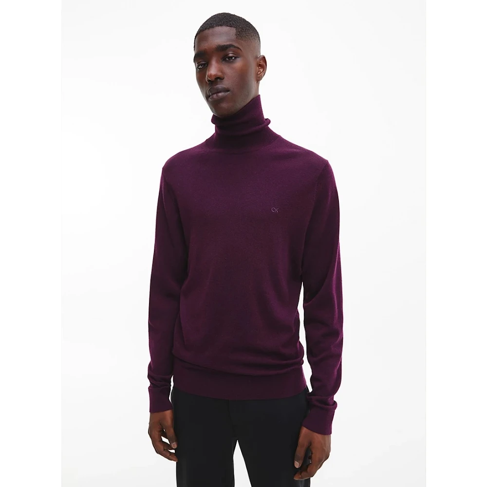 Calvin Klein Superieure Wollen Coltrui Purple Heren