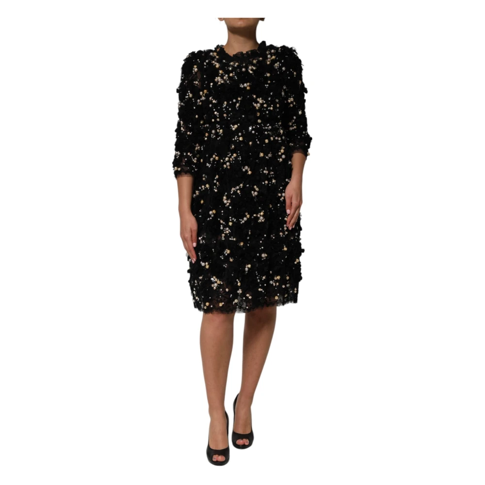 Dolce & Gabbana Women's Black Pearl Embellishment Shift Dress