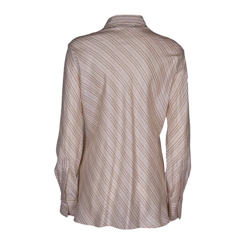 Erika Cavallini Gestreepte damesblouse Italiaans gemaakt Beige Dames