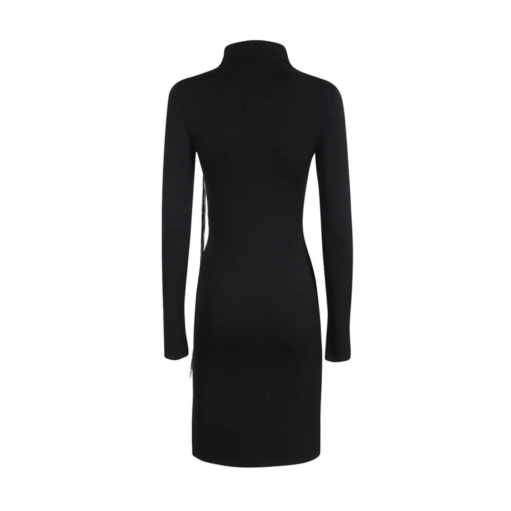 Stella Mccartney Fringed Viscose Jurk Black Dames