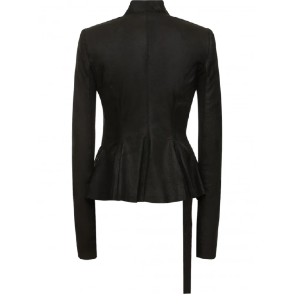 Rick Owens Zwart Leren Jas Wrap Cut Model Black Dames