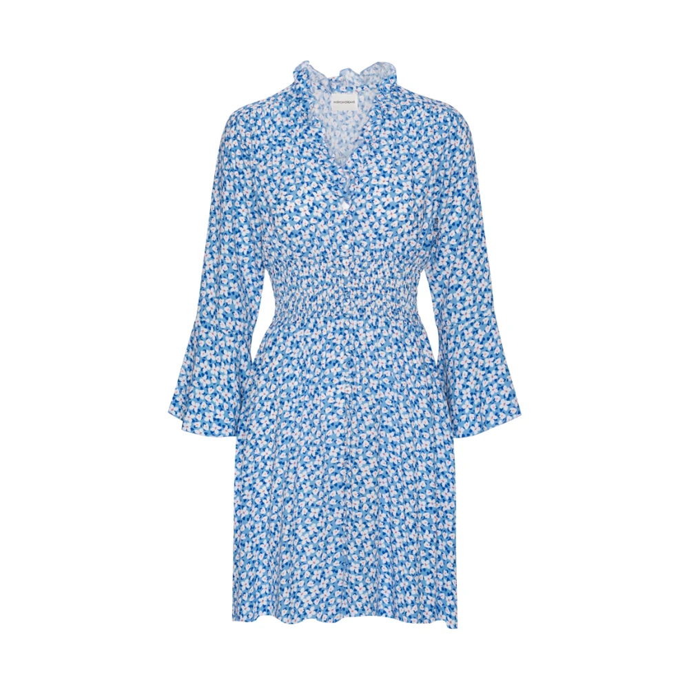 American Dreams Korte Blauw Witte Bloemen Jurk Blue Dames