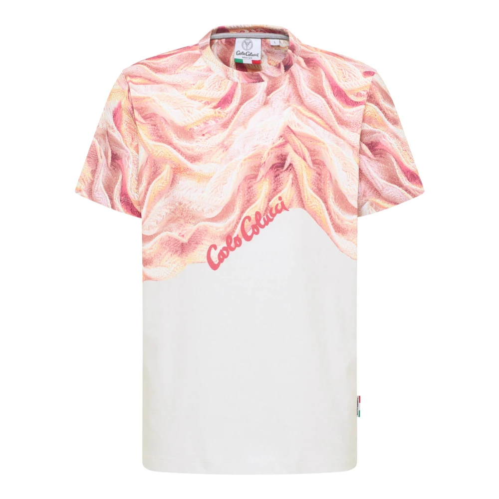 carlo colucci Gebreid T-shirt Stedelijke Elegantie Orange Heren