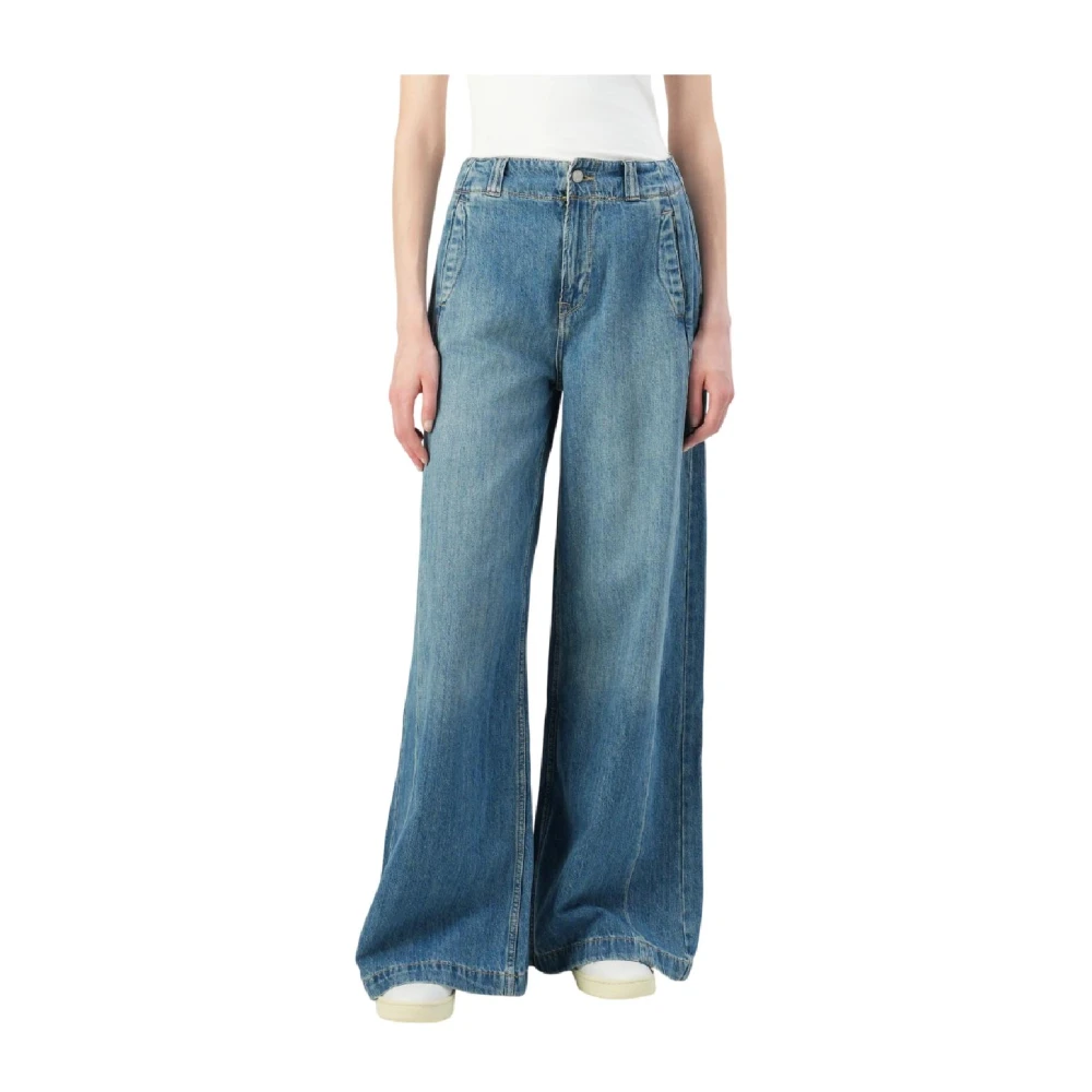 Pepe Jeans Women's Blue Wide Leg Denim Trousers Trendy Style - Wide Jeans - W26 L32 - Jeans