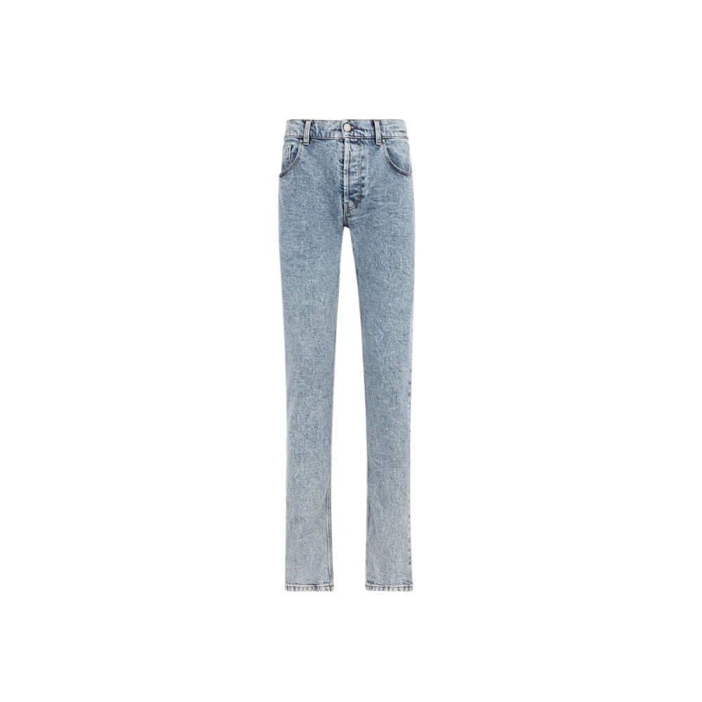 Roberto Cavalli Herren Blau Schlangenbestickte Slim-Fit Jeans