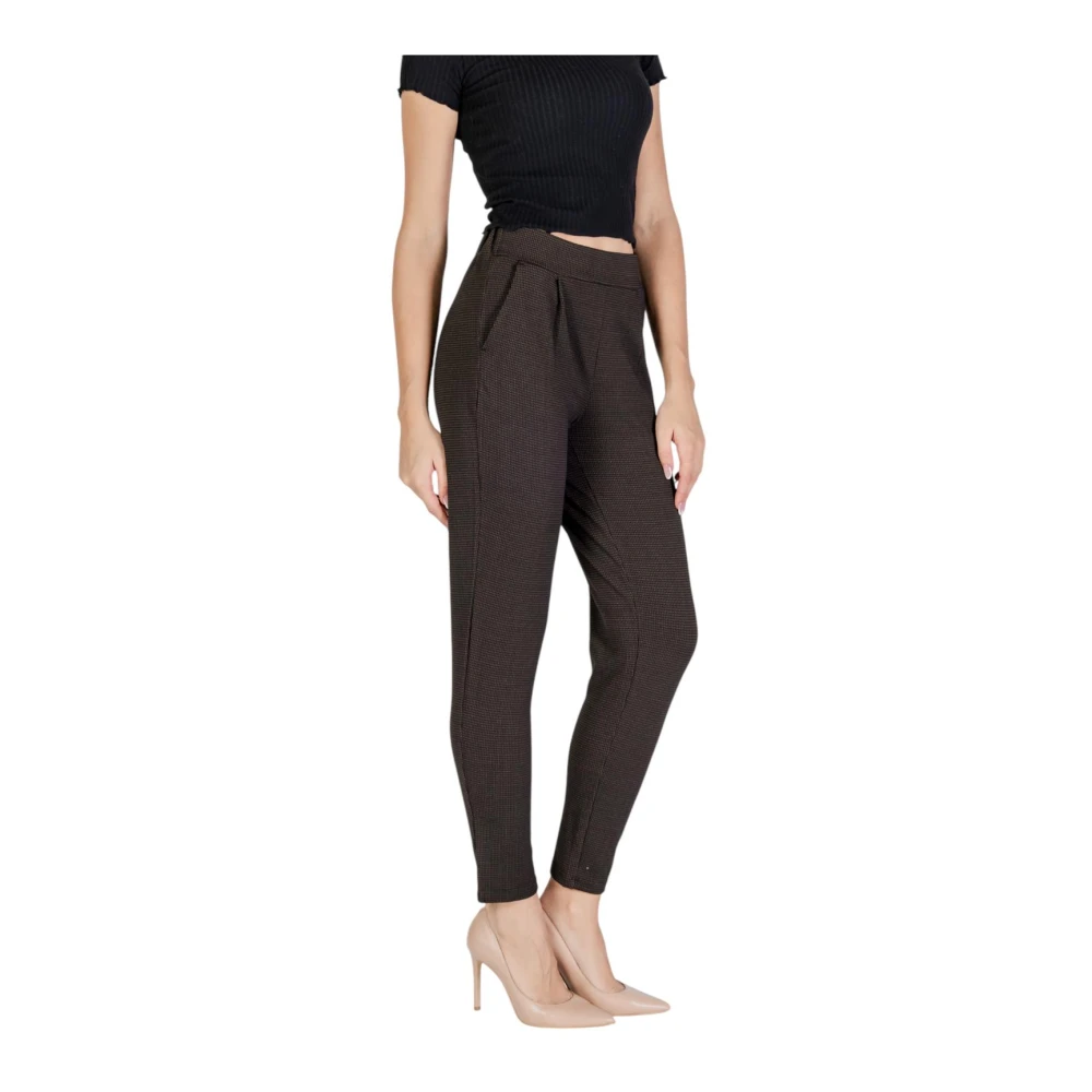 Ichi Bruine ritsvastgemaakte herfst winter broek Brown Dames