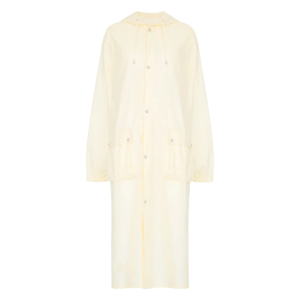 Maison Margiela Vit Gummerad Bomullshuvad Parkasjacka White, Dam