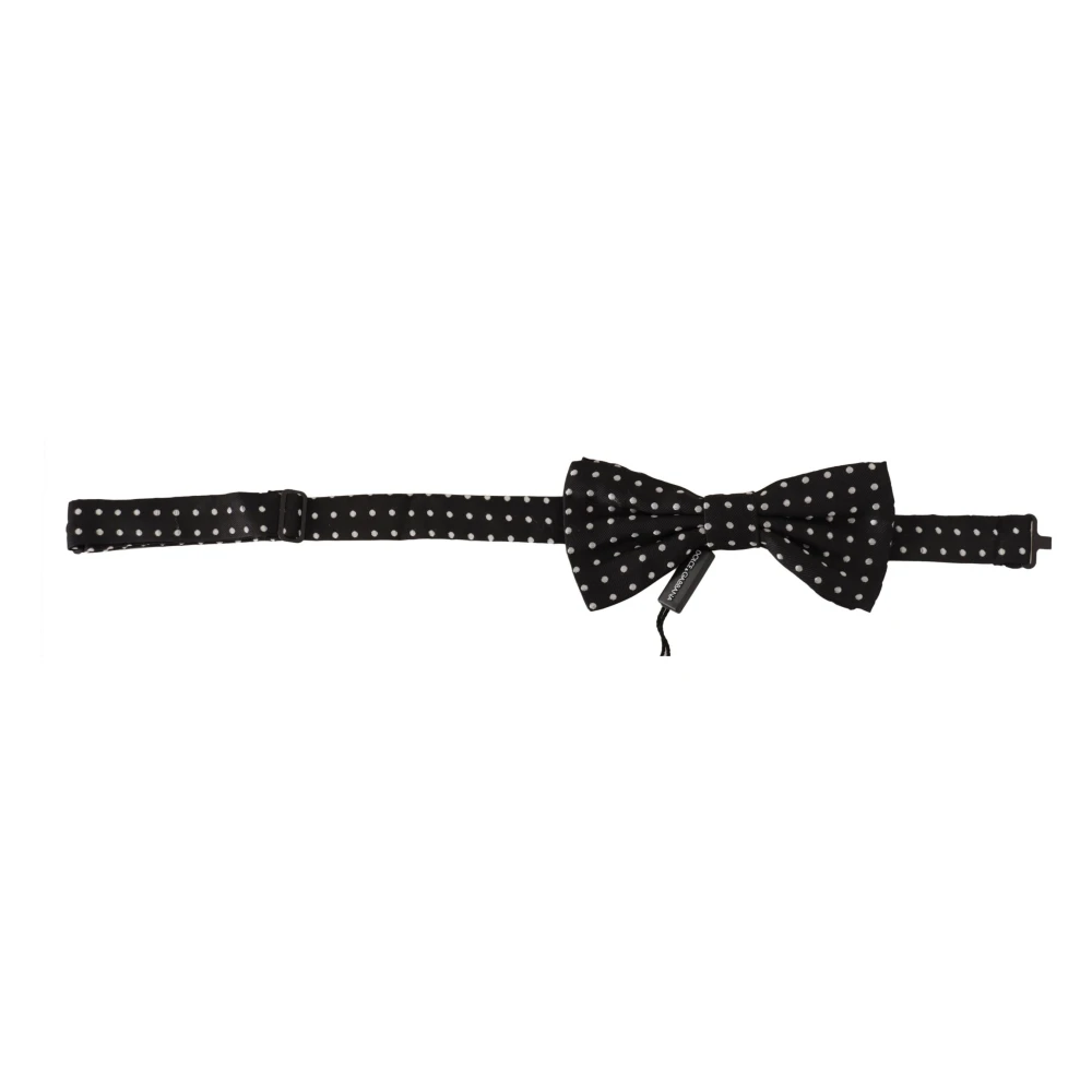 Dolce & Gabbana Stippen Zijden Vlinderdas Black Heren