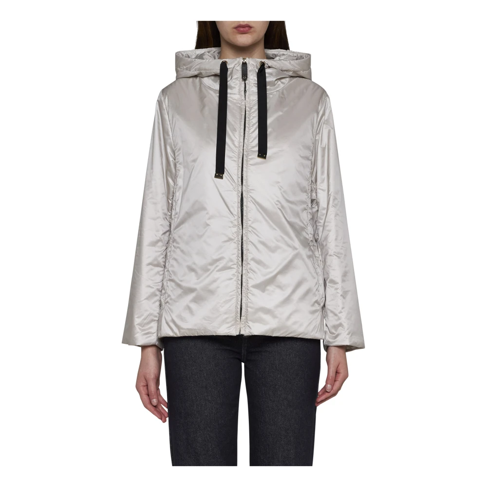 Max Mara IJs Grijs Gewatteerd Nylon Kort Jack Gray Dames