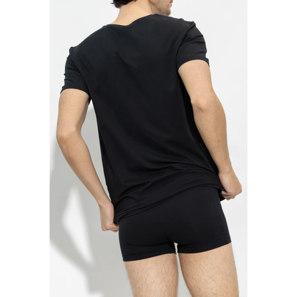 Hanro Katoenen T-shirt Black Heren
