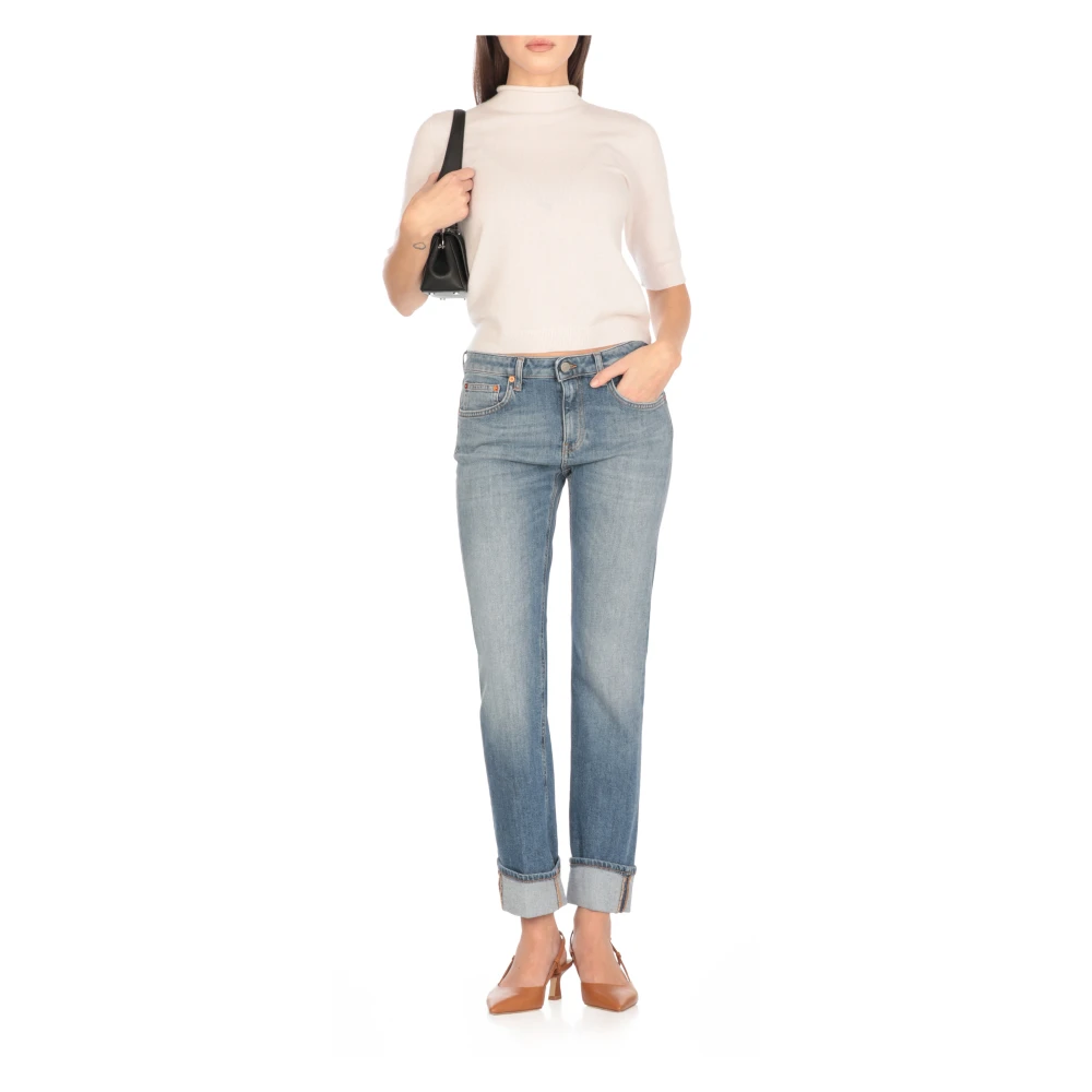 Dondup Blauwe Katoenen Jeans met Riemlussen Blue Dames