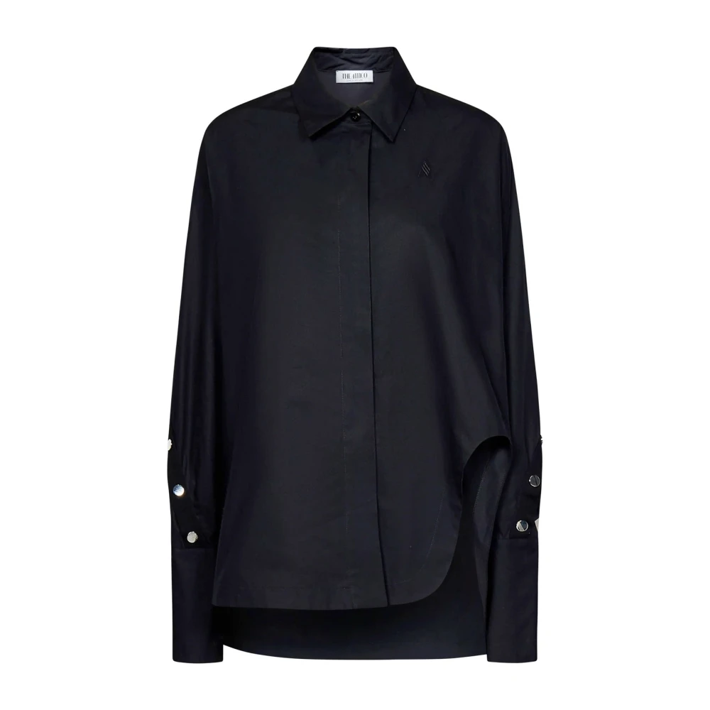 The Attico Zwarte Asymmetrische Katoenen Overhemd Black Dames