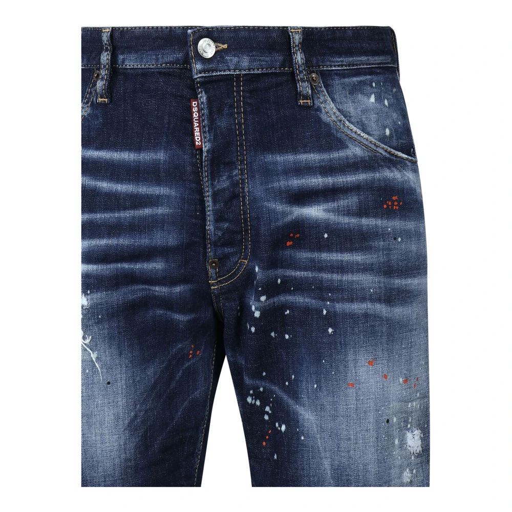 Dsquared2 Blauwe Denim Shorts met Lakdetail Blue Heren