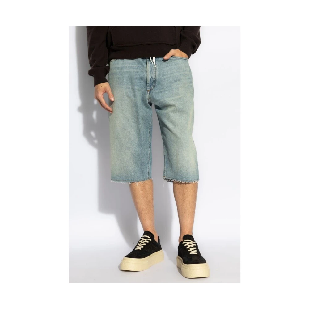 MM6 Maison Margiela Poederblauwe Denim Knieshorts met Knoopsluiting Blue Heren