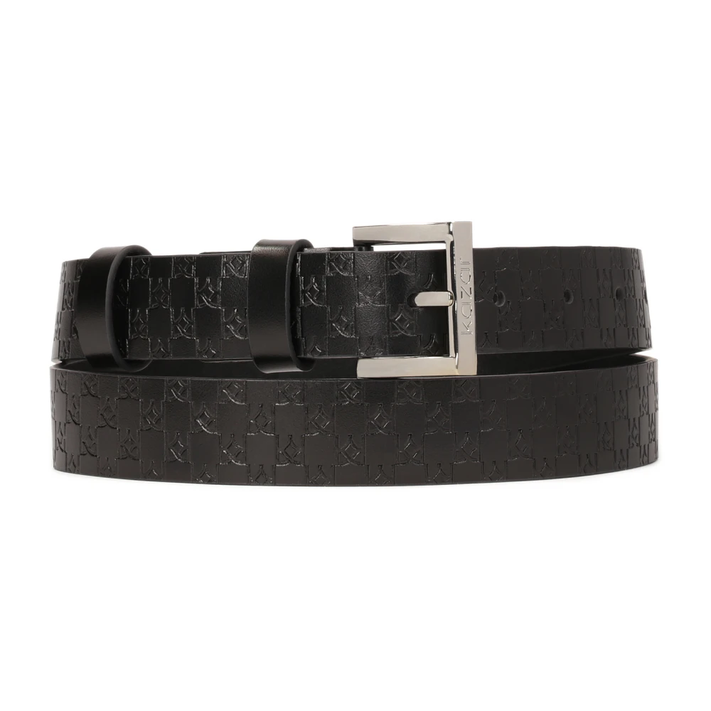 Kazar Zwart riem met reliëf monogrammen Black Dames