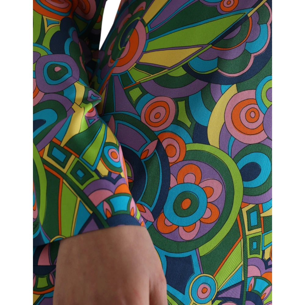 Dolce & Gabbana Geometrische Zijden Mini Jurk met Kristalversieringen Multicolor Dames