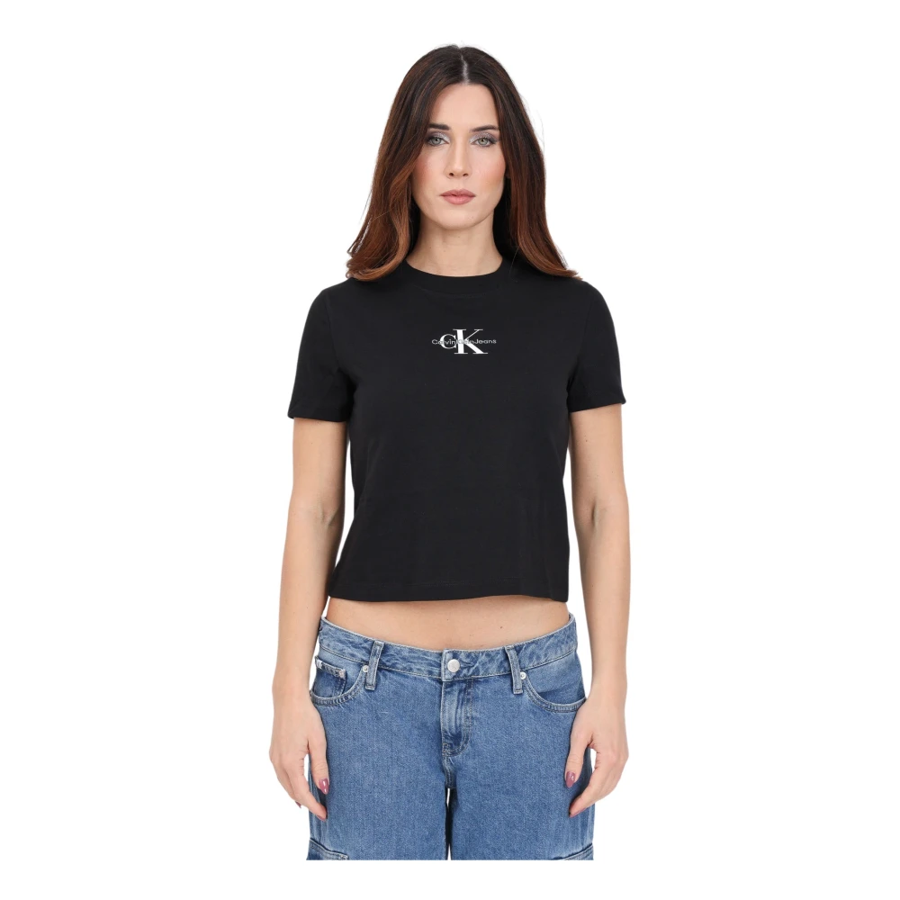 Calvin Klein Jeans Svart Dam T-shirt med Logotryck Black, Dam