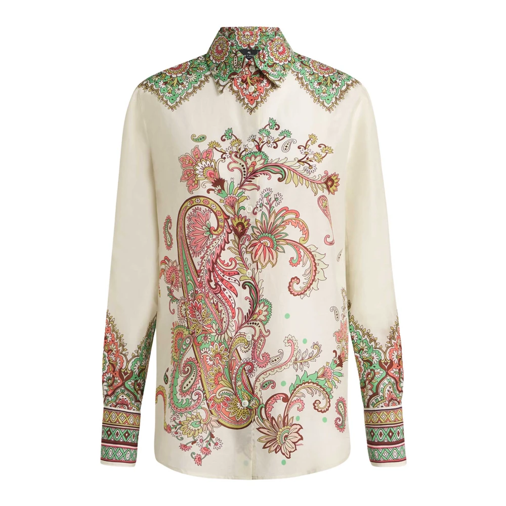 Etro Blommig Paisley Ivory Skjorta Multicolor, Dam