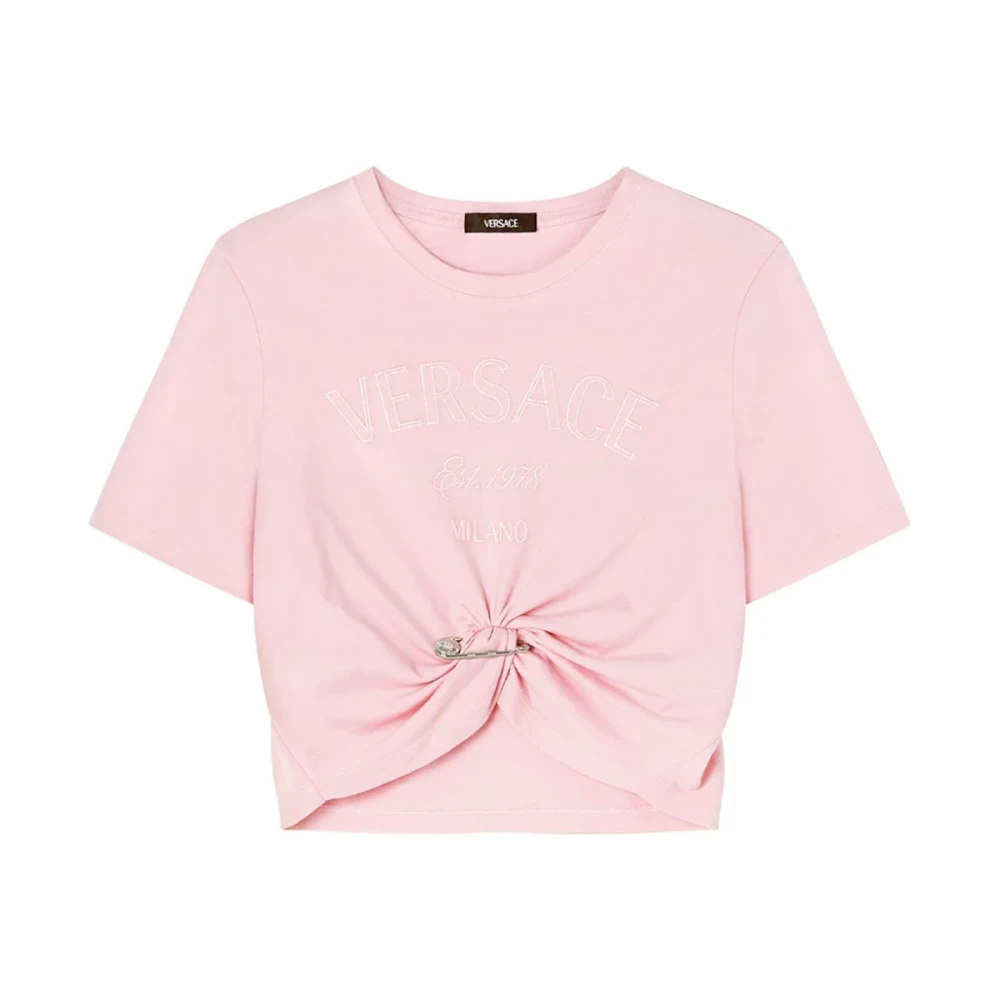 Versace Roze Geborduurde T-shirts en Polos Pink Dames