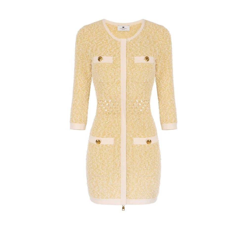 Elisabetta Franchi Yellow Mini Knit Dress - Female - Short Dresses - Xs - Dresses