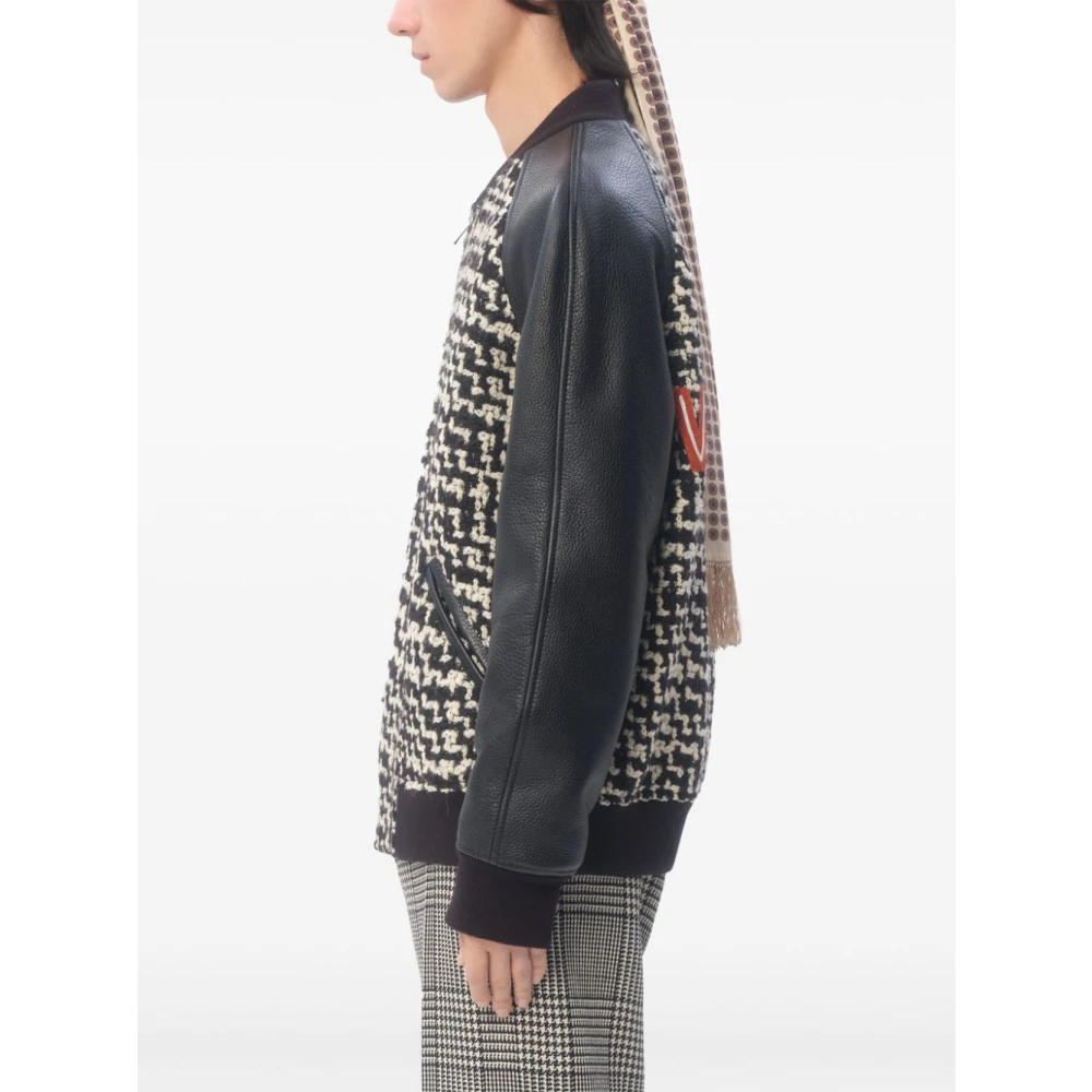Valentino Ivoor Tweed Jas met Geribbelde Details Beige Heren
