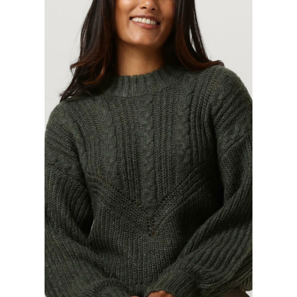 Object Stella Cable Knit Pullover Groen Green Dames