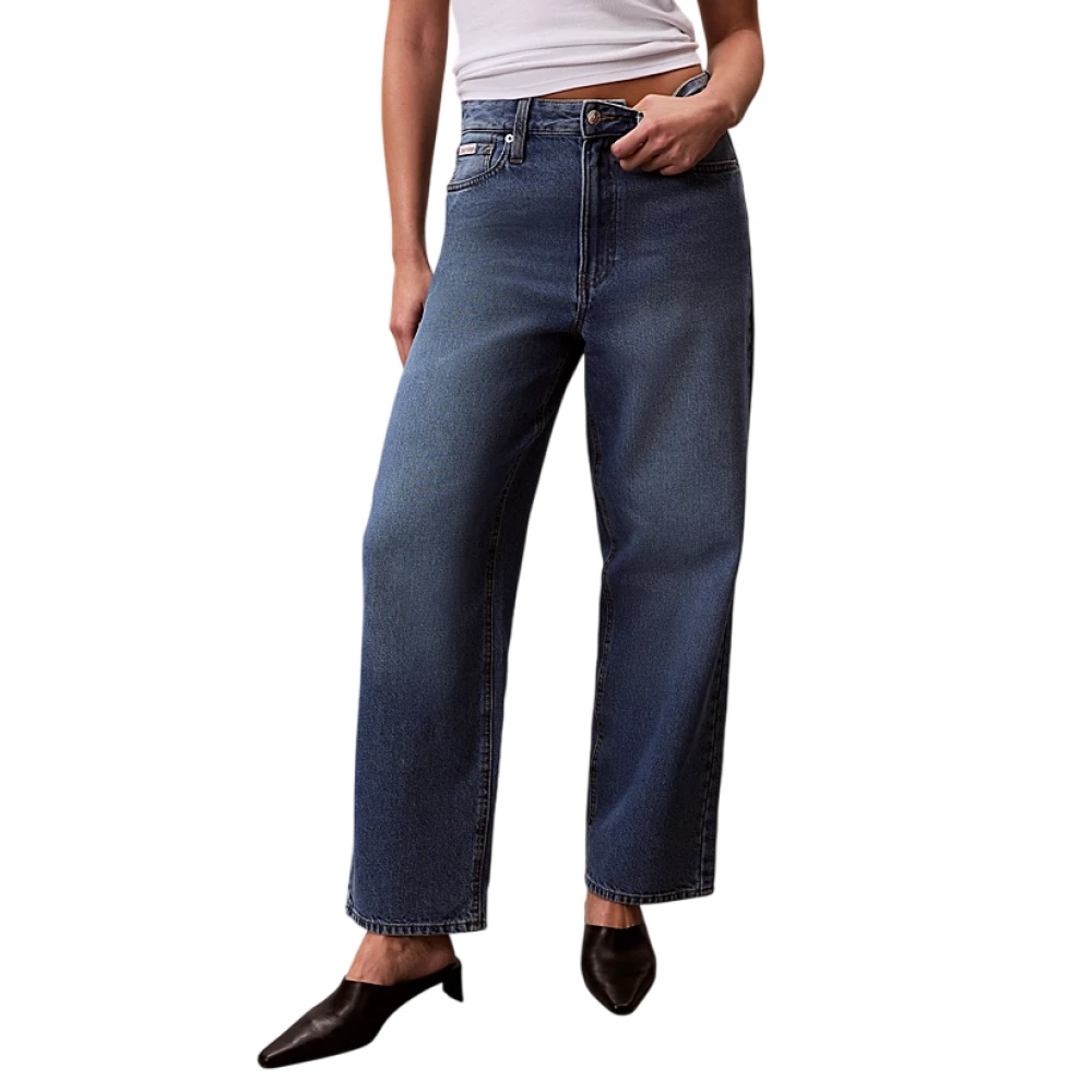 Calvin Klein Women's Blue Loose Fit Jeans, W28, Barrel Fit Jeans