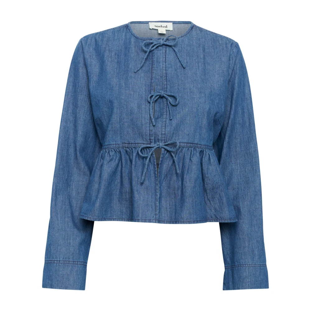 Soaked in Luxury Vrouwelijke Blouse met Peplum Rok Blue Dames