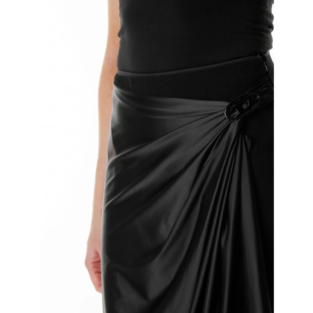 Diesel Gedrapeerde Chintz Midi Rok met Metallic Ovaal Black Dames