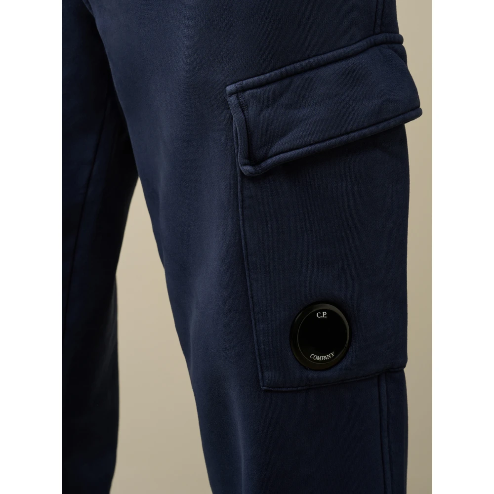 C.P. Company Geborsteld Diagonaal Fleece Cargo Sweatpants Blauw Blue Heren