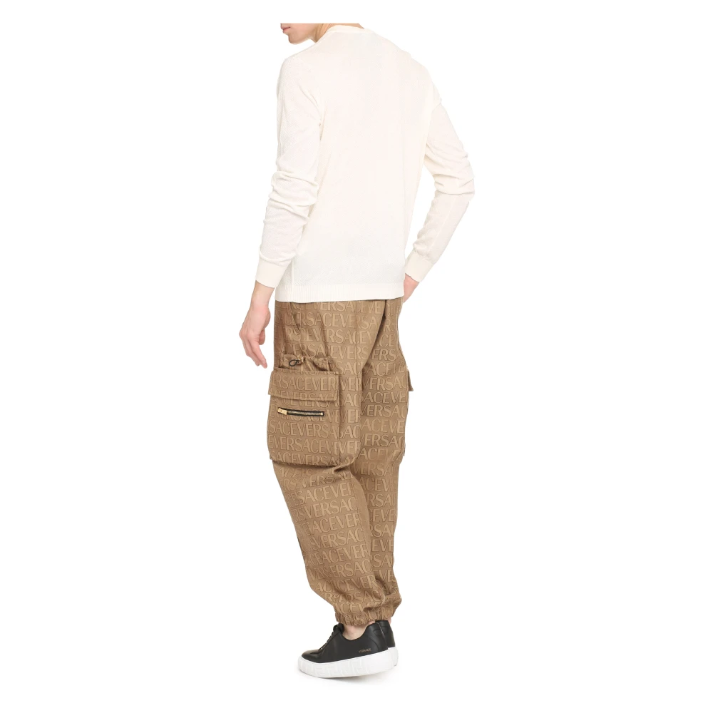 Versace Lange mouwen T-shirt van zijdeblend Beige Heren