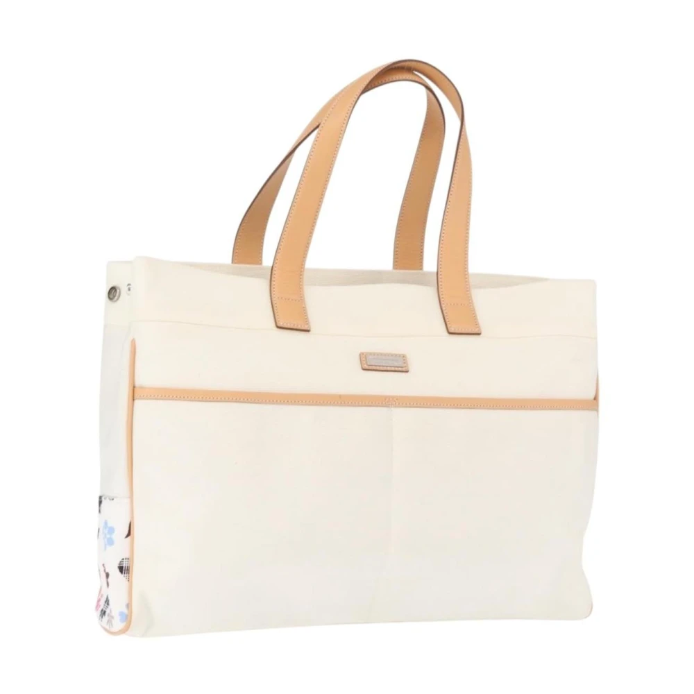 Burberry Vintage Women's White Pre-Owned Vintage Nova Check Tote Bag
