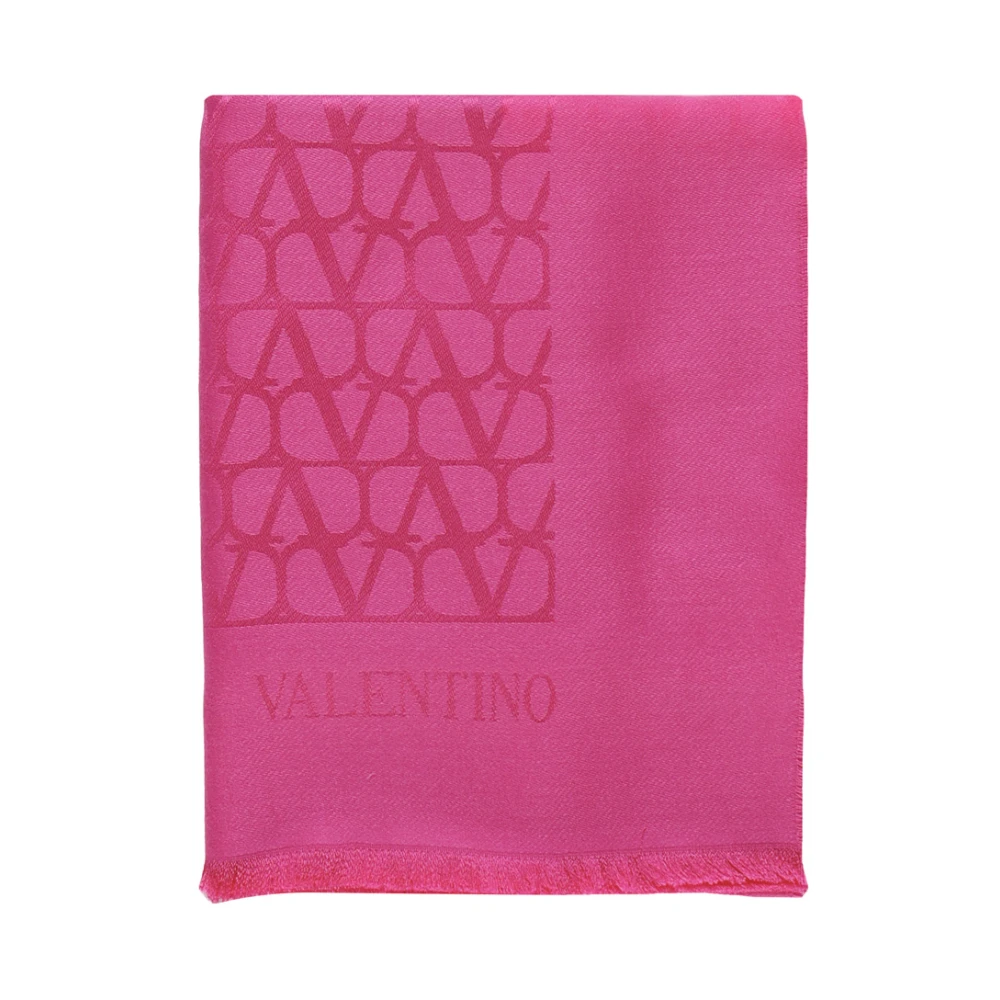 Valentino Garavani Roze Jacquard Logo Sjaal Pink Dames