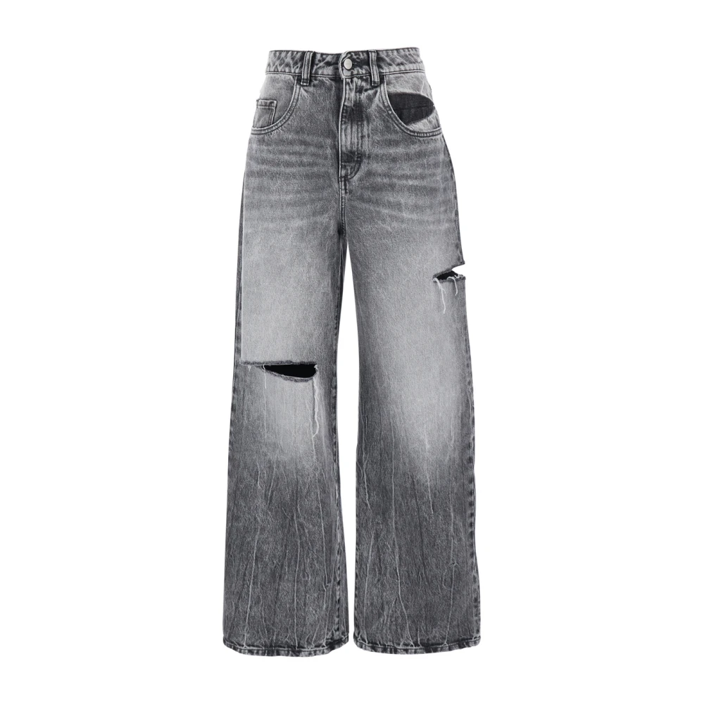 Icon Denim Grijze Wide Leg Jeans Medium Rise Gray Dames