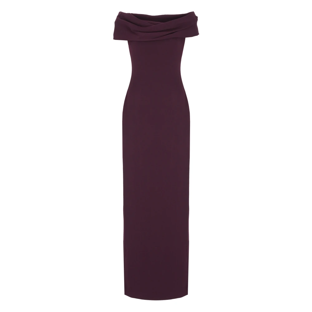 Solace London Paarse Boothalsjurk met Drape Purple Dames