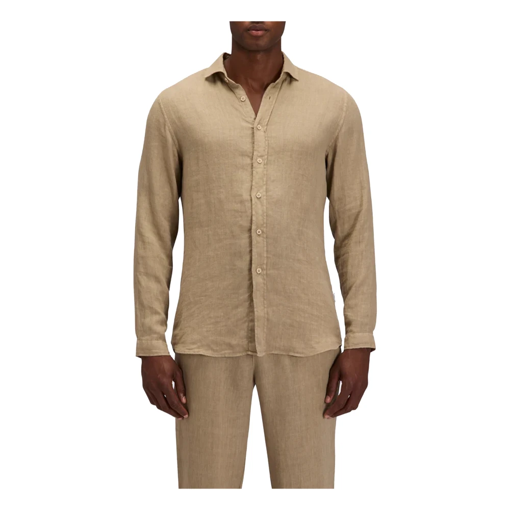 Sundek Beige Casual Shirts, Male, 2XL, Garment-Dyed Linen Shirt