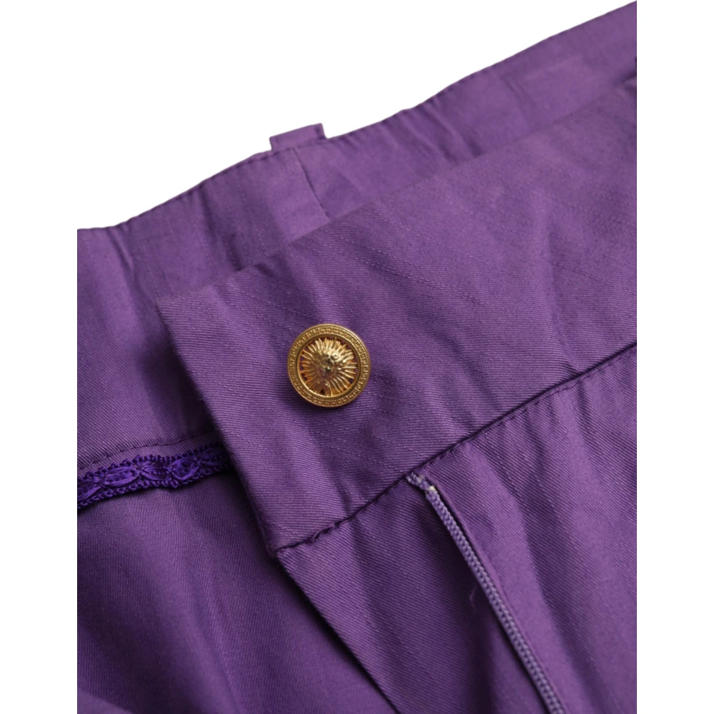 Bencivenga Lila Katoen Straight Cropped Broek Purple Dames