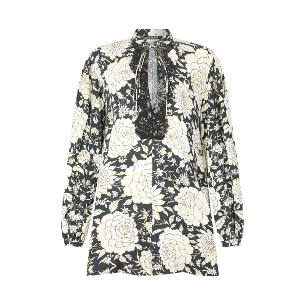 Roberto Cavalli Women's Black Short Dresses, M, Floral Print Lace Mini Dress