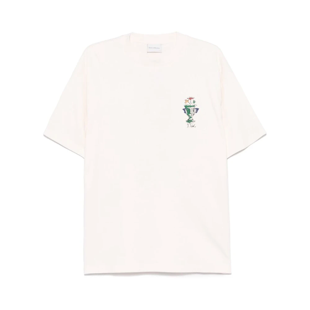 Drole de Monsieur Illustration Print Logo Crew Neck T-shirt White Heren