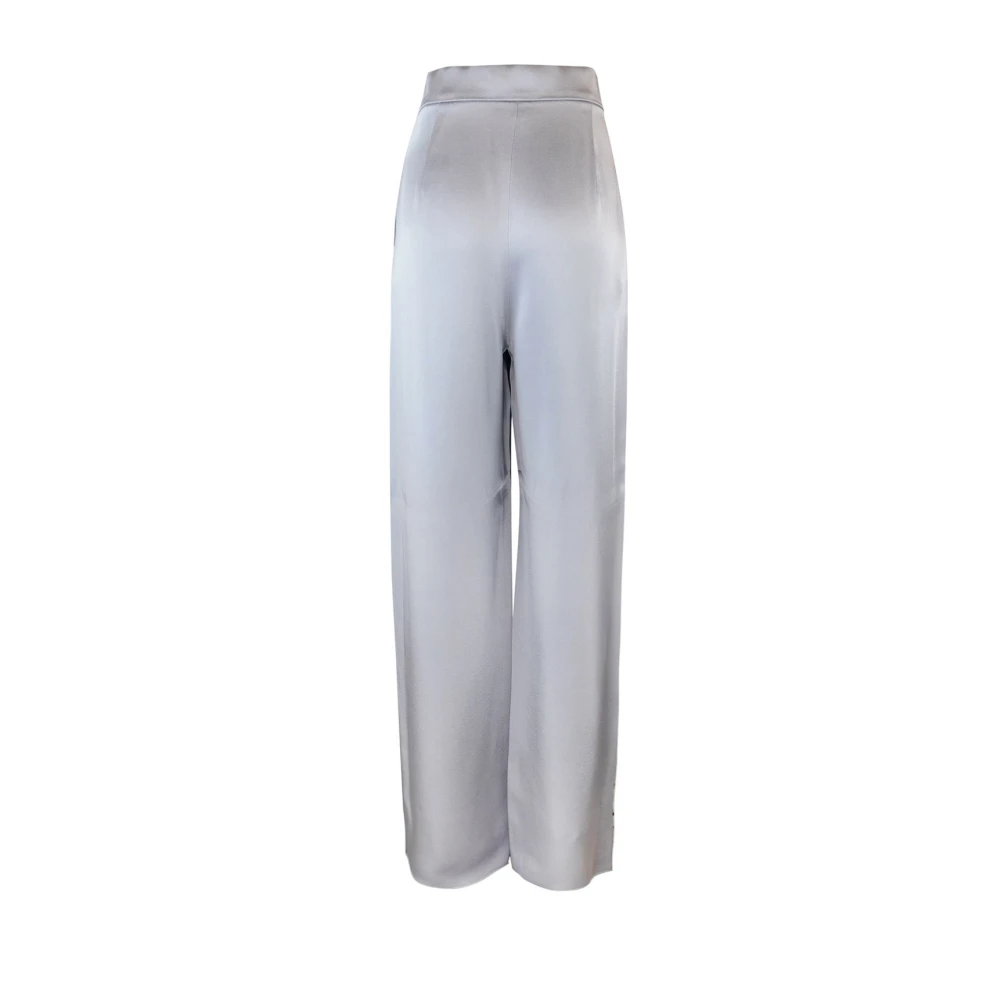 Max Mara Studio Vloeibare Satijnen Broek met Voorplooien Gray Dames