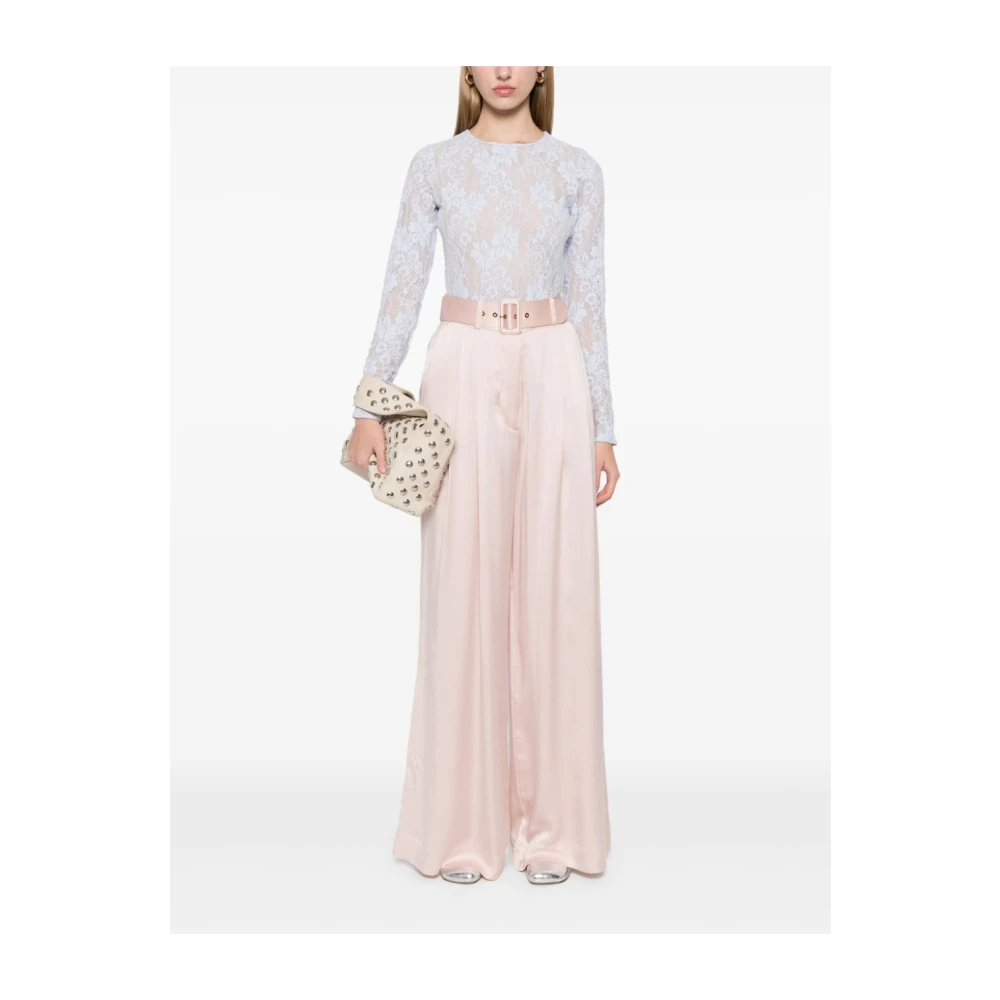 Zimmermann Beige Zijden Palazzo Broek Pink Dames