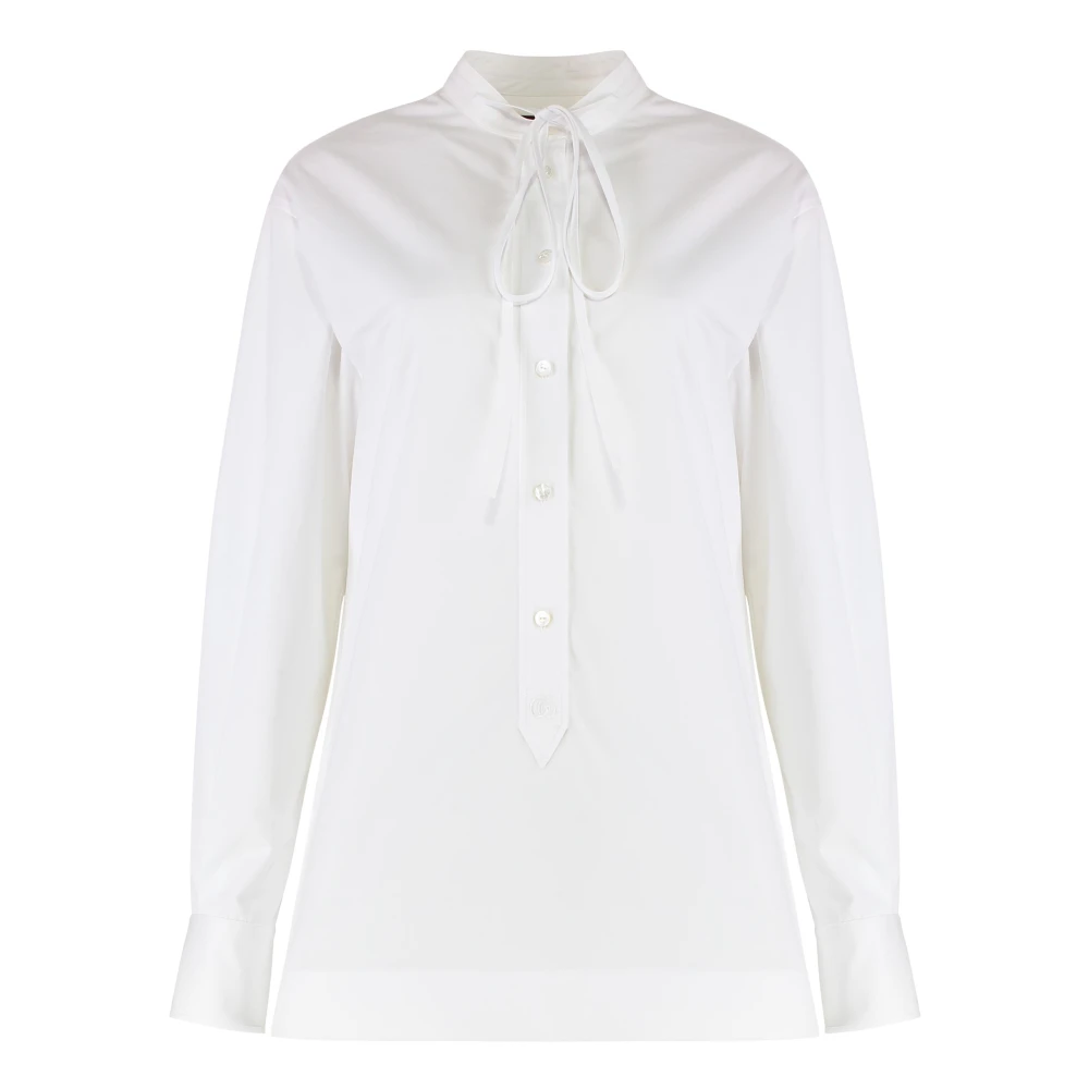 Gucci Women's White Blouses, S, Cotton Poplin Shirt