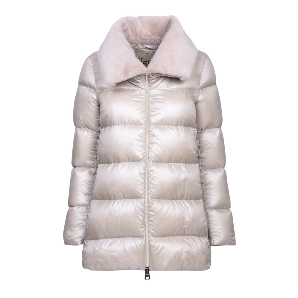 Herno Beige Donsjas Elegant A-Vorm Beige Dames