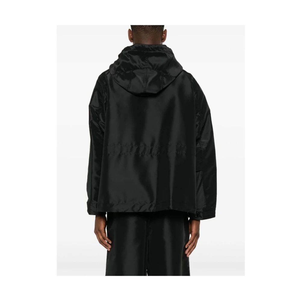 Sacai Zwarte Panel Zip-Up Hoodie Black Heren