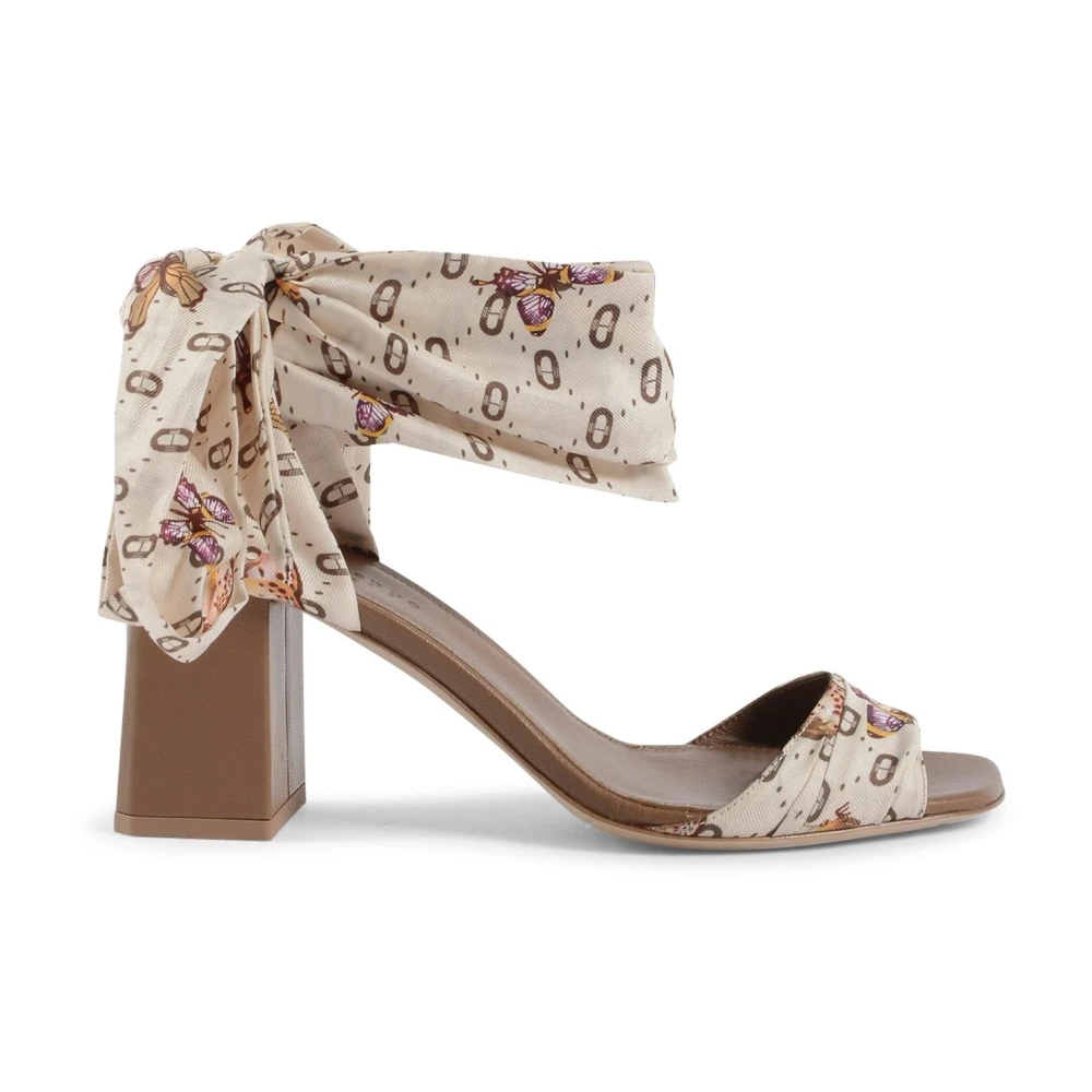 Dee Ocleppo Silk Häl Sandal med Tryckt Scarf Multicolor, Dam