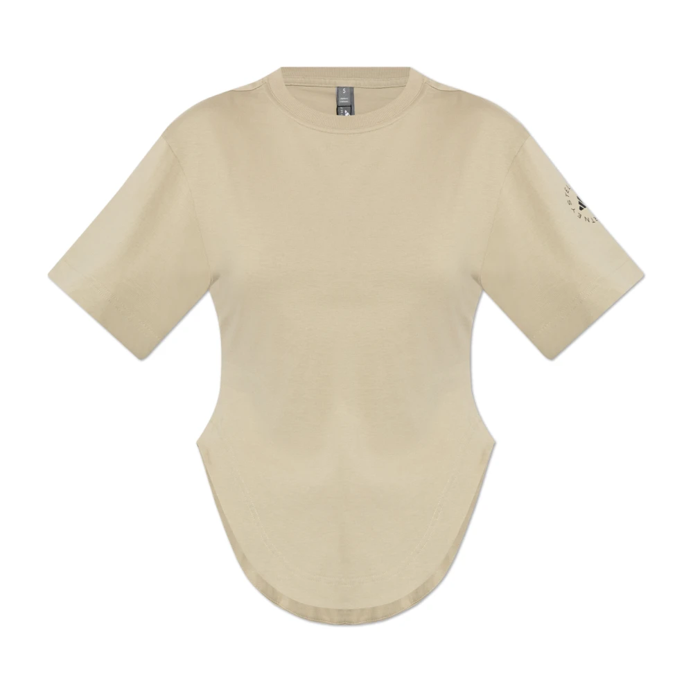 Adidas by stella mccartney T-shirt met logo Beige Dames