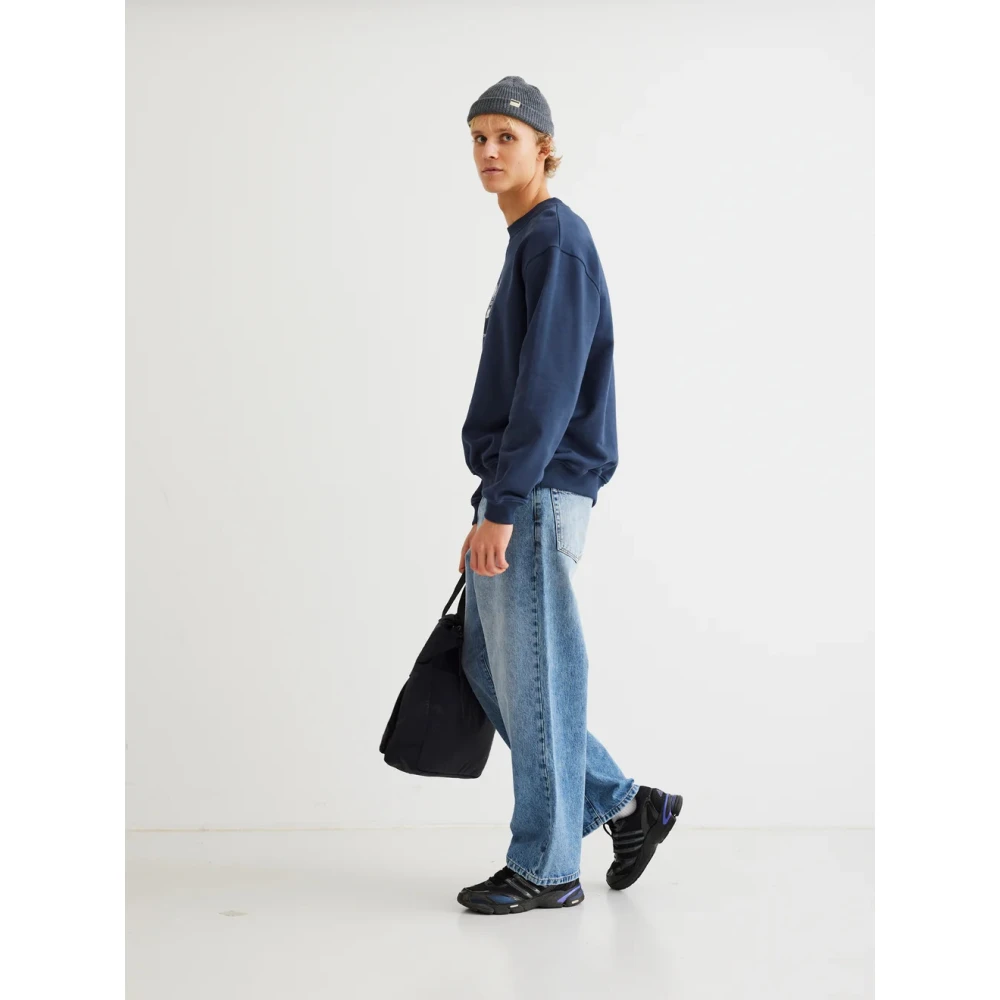 Woodbird Cane Vase Crewneck Sweatshirt met Print Blue Heren